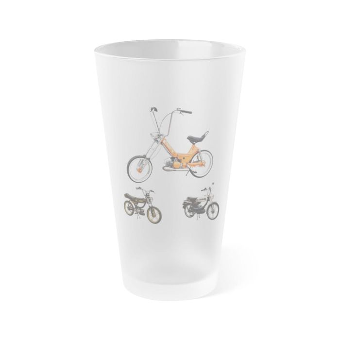 Bike Trio Pint Glass - vintage moped pint glass by Moped Motel