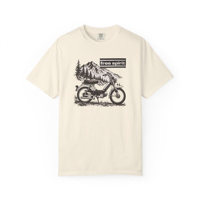 Free Spirit Mountain T-Shirt - vintage Sears Free Spirit moped shirt by Moped Motel