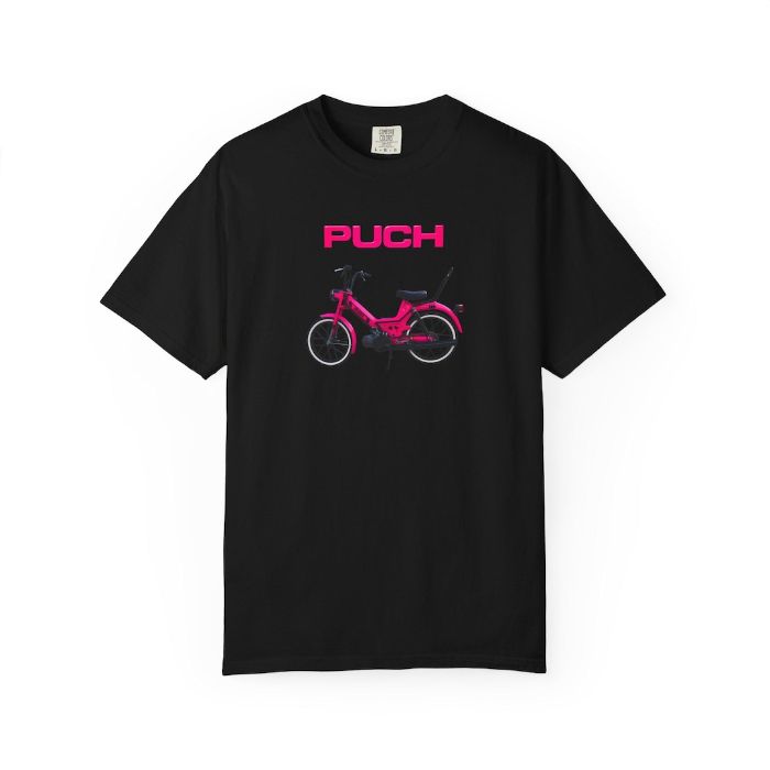Pink Puch Maxi T-Shirt - vintage Puch Maxi moped shirt by Moped Motel